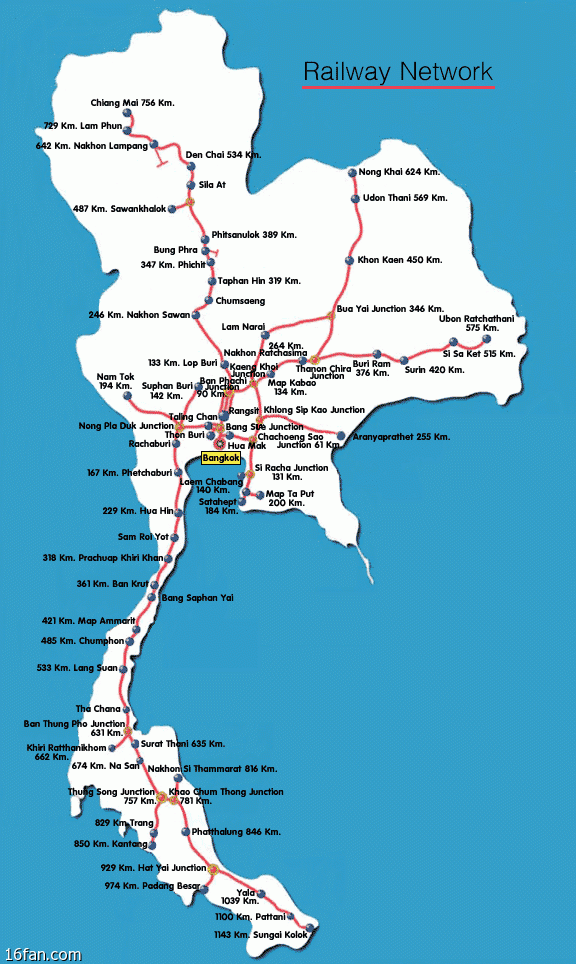泰国火车票价表 泰国铁路路线图及火车时刻表