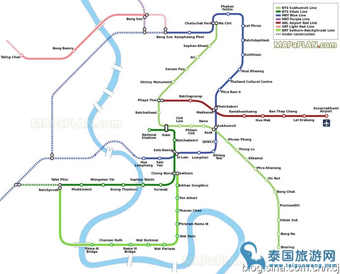 曼谷地图景点手绘大全