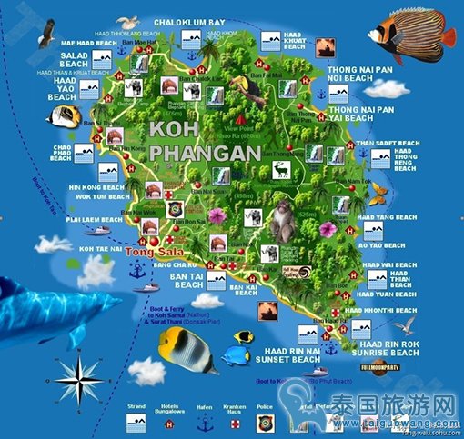 帕岸岛地图：帕岸岛地图高清地图
