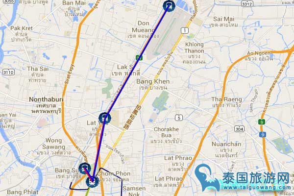 曼谷A1巴士到Mochit Bus Terminal.Don Muang Airport廊曼机场 MAP.jpg