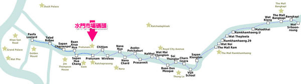 Khlong Saen Saep Express Boat空盛桑运河快船 route-map