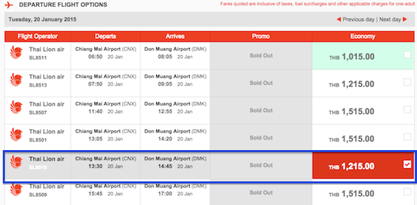 如何预订狮航Thai Lion的清迈到曼谷廉价机票