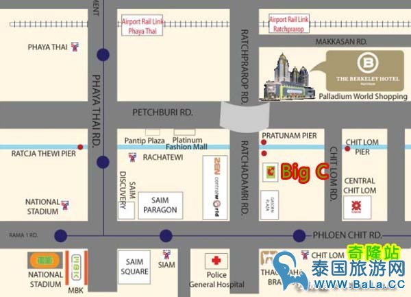 Big C Supercenter(Rajdamri)大超市Chit Lom奇隆站map