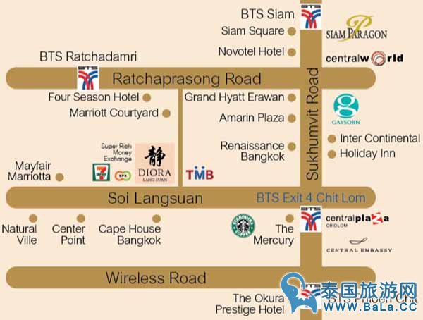 泰国曼谷-静Diora SPA按摩店 MAP