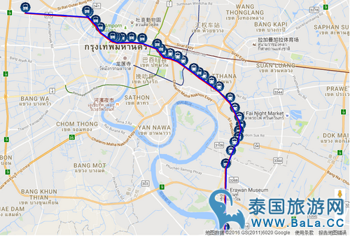 曼谷511路公交站点名称和线路图(可到曼谷南部汽车站）