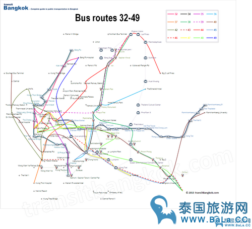 曼谷38路公交车站点名称和路线图