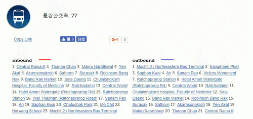 曼谷77路公交车站点名称和线路图