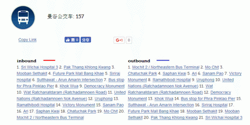 曼谷157路公交车站点名称和线路图