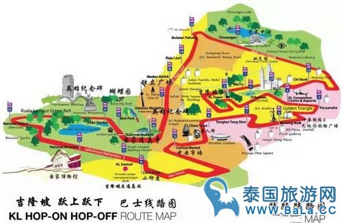 吉隆坡观光巴士行路地图