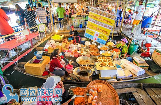 泰国Lam Phaya水上市场尝特色美食  感受当地生活文化